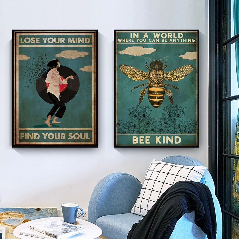 

Винтажные религиозные цитаты, печатные плакаты, постеры с добротой, найдите вашу душу, потеряйте свой ум, Картина на холсте, настенное искус...