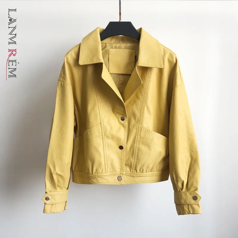 LANMREM/Новинка 2021 года Сезон осень зима Однотонная женская куртка из искусственной