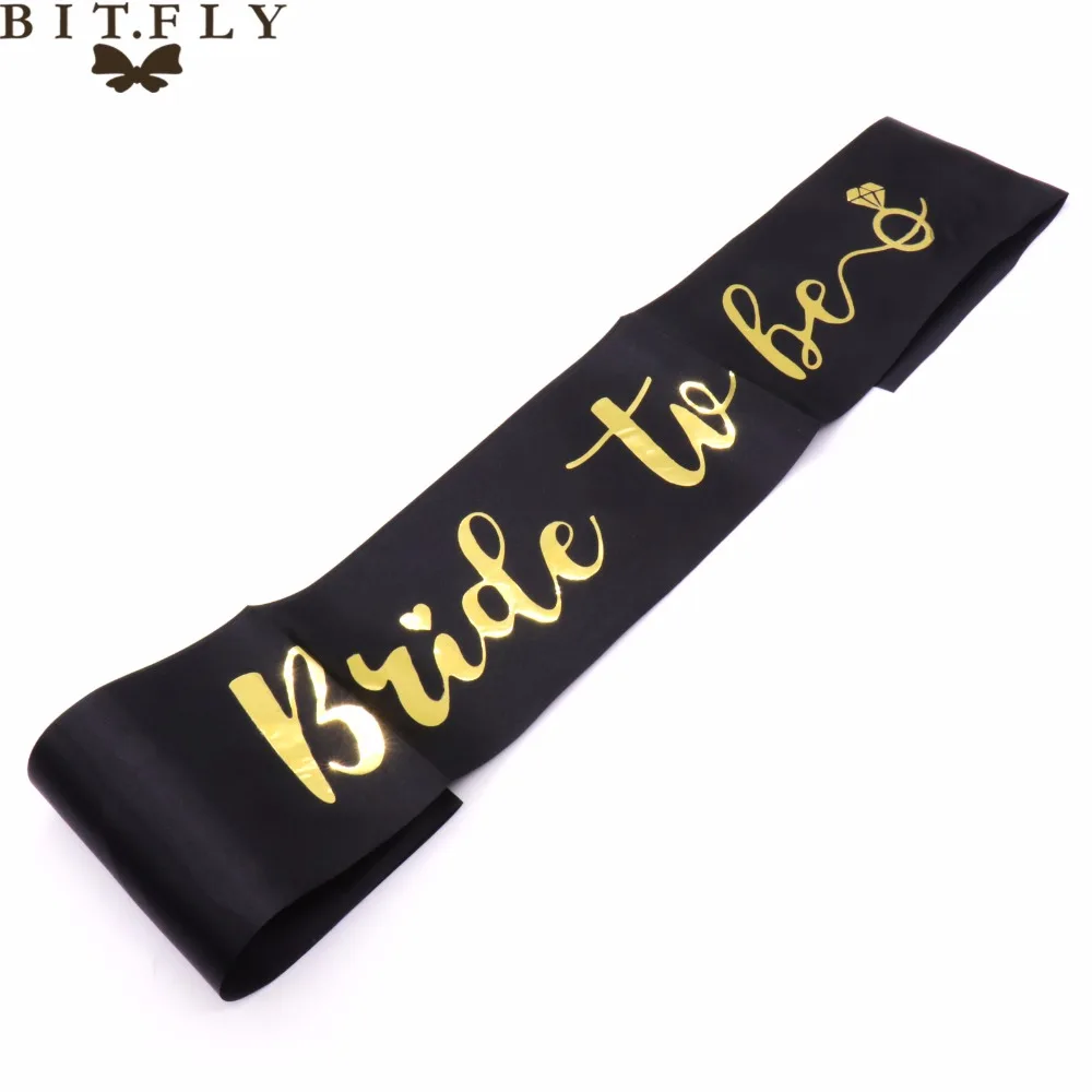 Белая черная Свадебная лента для подружки невесты с золотыми буквами свадебный