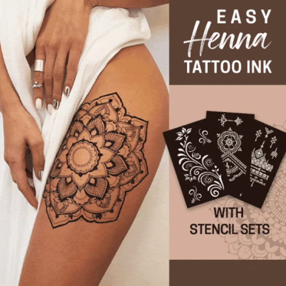 

2021 5pcs/set Easy Henna Tattoo Stencils Set Flash Sheets Temporary Glitter Tattoo Stencils Template Body Art EY669