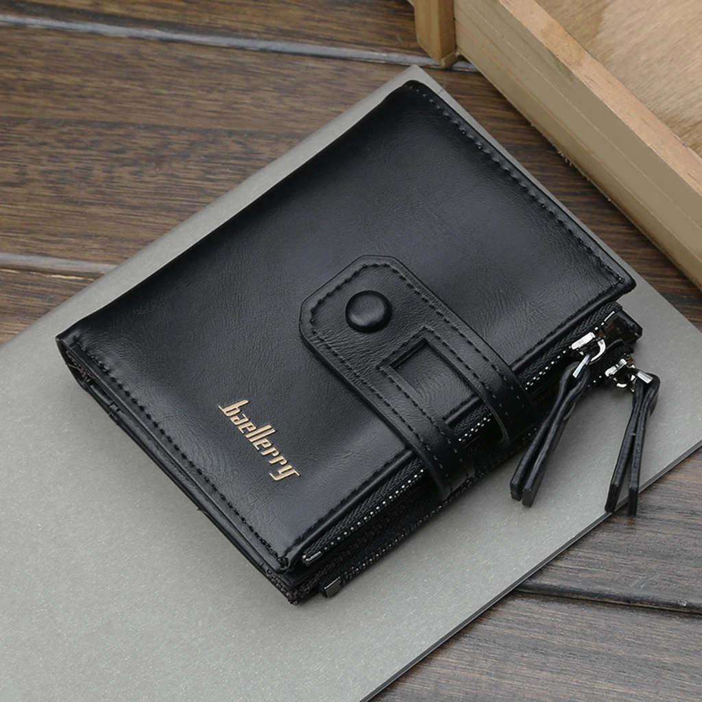 

Retro PU Leather Men Wallet Zipper Coin Purse Money Credit Card Holder Gift