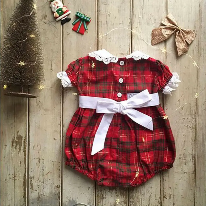 Emmababy рождественские боди для новорожденных девочек красный черный клетчатый