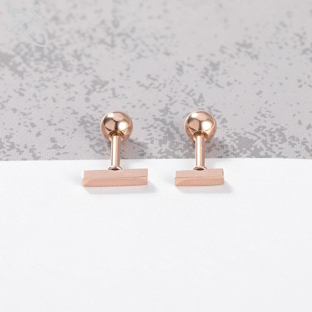 ZS 1 пара миниатюрных Т-образных сережек-гвоздиков из нержавеющей стали для женщин