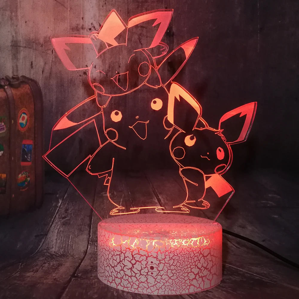 Pikachu Pokemon Go экшн фигурка 3D светодиодный хрустальный белый базовый детский
