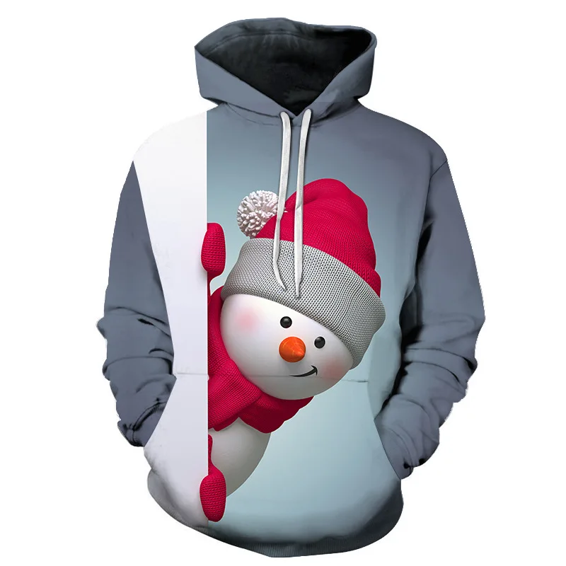 

Свитер детский свободного покроя с рисунком снеговика, Осень-зима