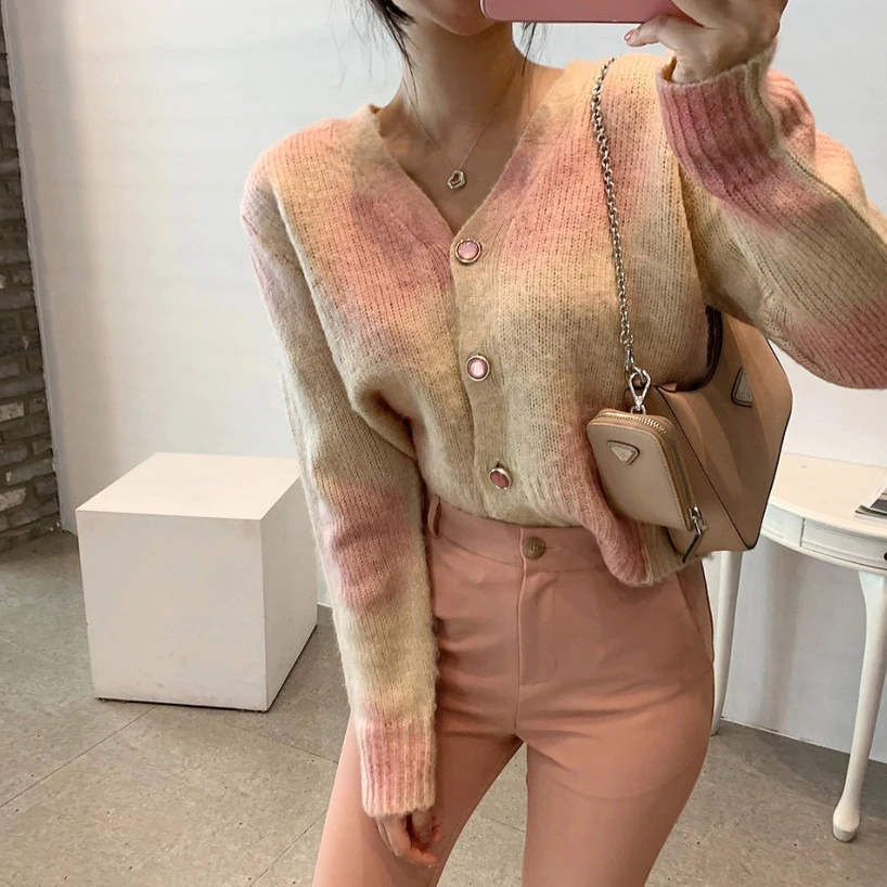 

ZCSMLL Korean Printing Womens Sweaters V Collar Long Sleeve Loose Big Size Fall 2021 Women Clothing Casual Pullover Tide