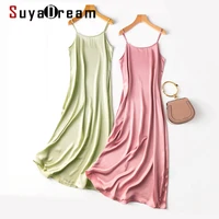 suyadream woman maxi dresses 100real silk sleeveless solid spaghetti strap long 2022 elegant chic slip dress