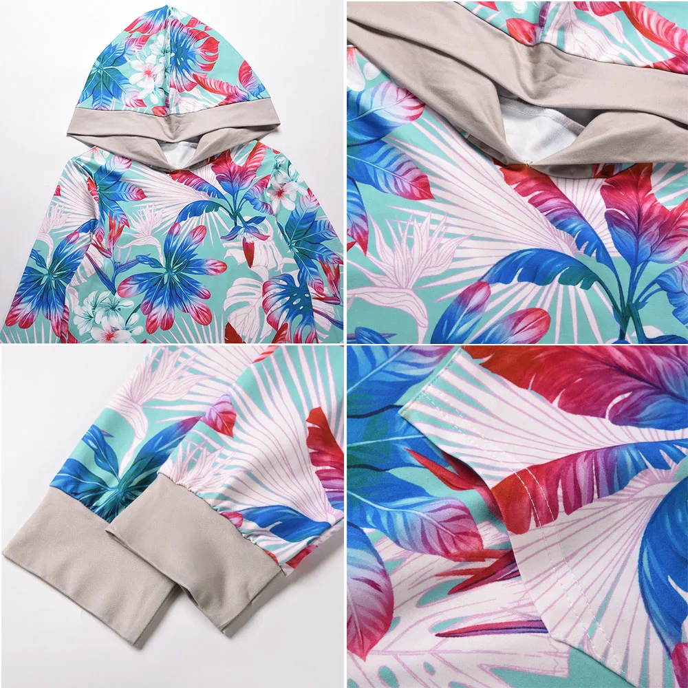 

Autumn And Winter Fashion Printing Contrast Color Hooded Collar Women's Dress Casual Loose Long Sleeved Sweater Woman Dress 2021