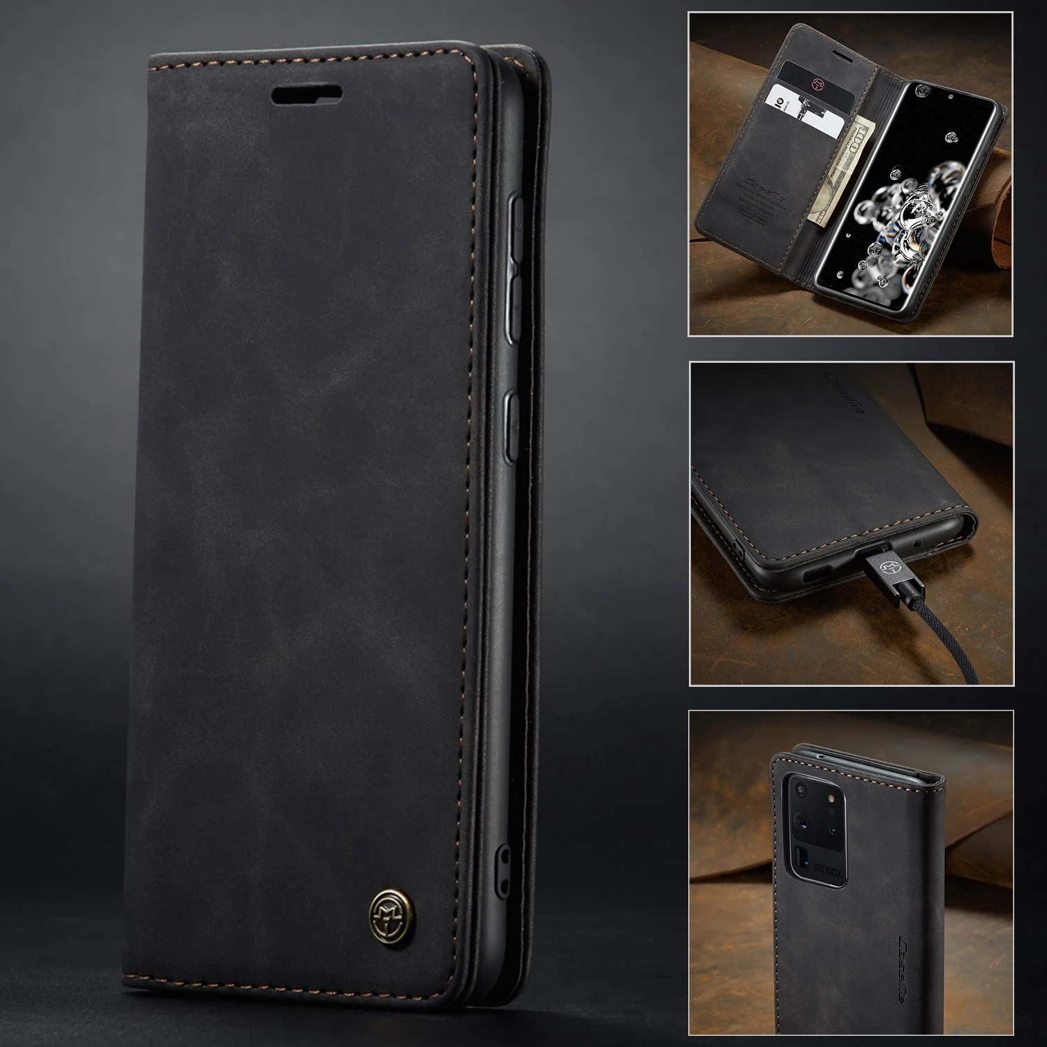 Роскошный кожаный чехол книжка для Samsung Galaxy S8 S9 S10 Note10 Plus S20 S21 Note20 Ультратонкий