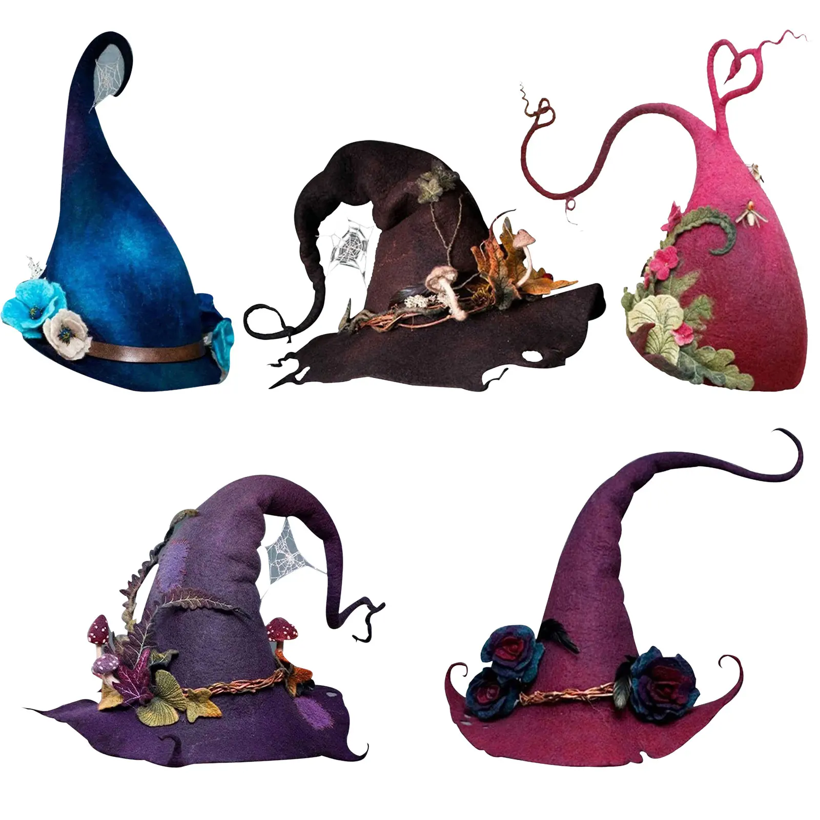 

Фетровая шляпа ведьмы для Хэллоуина, головной убор, шляпа дьявола, реквизит для косплея, декоративные аксессуары для взрослых женщин, шляпа ...