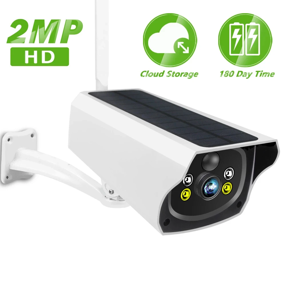 

HONTUSEC 1080P Wireless Solar Camera WiFi IP Camera Charging Battery Security Camera Outdoor Waterproof PIR Alarm TF Card Slot