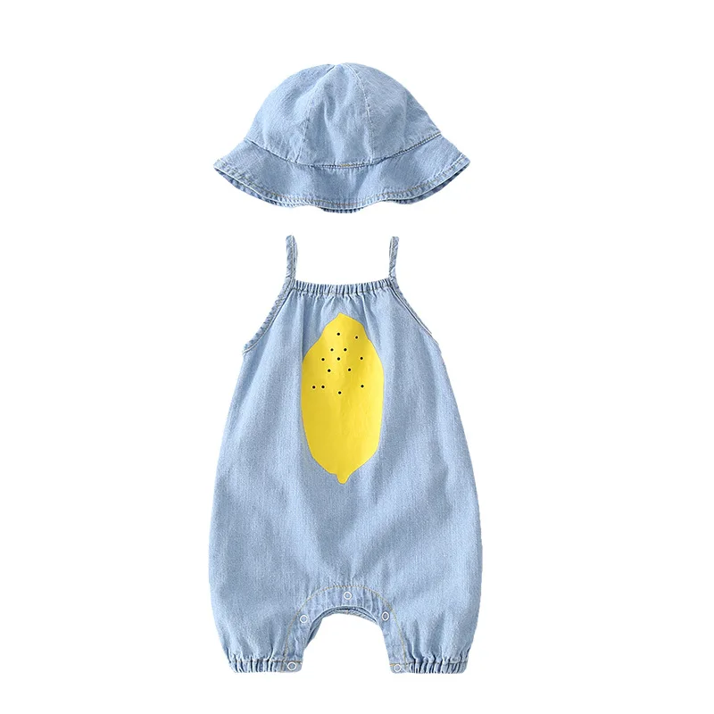 

YG brand children's summer jumpsuit, fashion denim coat, baby's thin sling, baby's crawling clothes
