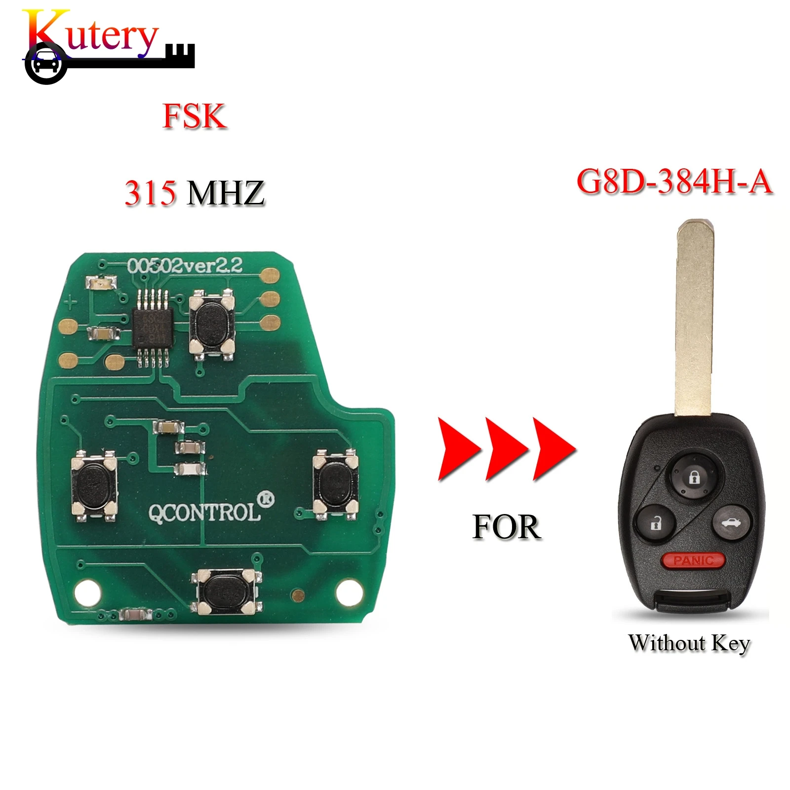 

Kutery 10PCS/Lot Remote Car Key Circuit Board For Honda Accord CR-V HR-V G8D-384H-A FSK 315MHZ 4Buttons With ID46/ID48