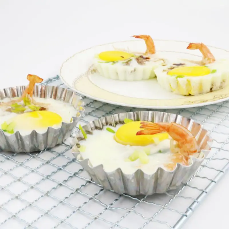 

1pc Reusable Silver Stainless Steel Cupcake Egg Tart Mold Cookie Pudding Mould Nonstick Cake Egg Baking Mold Pastry Tools