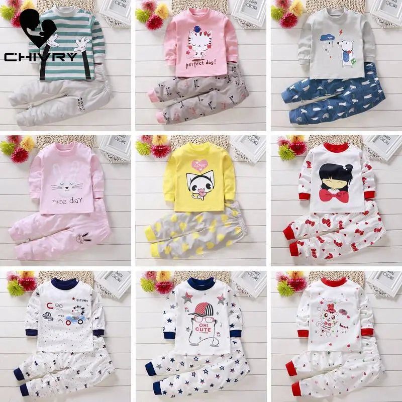 Футболка с длинным рукавом круглым вырезом и штанами для новорожденных девочек