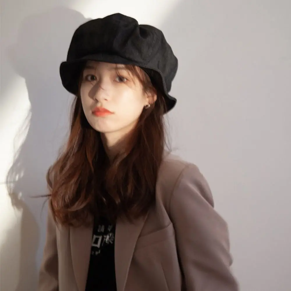

Women Large Eaves Casual Sunscreen Fisherman Hat Lazy Style Beret Basin Hat