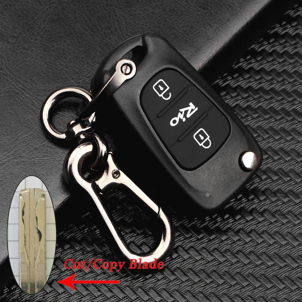 Cutted With Key Ring Автомобильный ключ KEYYOU для Kia Rio 3 кнопки флип Обложка сменная ключ оболочки пустой пульт дистанционного Fob чехол Cut/Uncut Blade KeyCase - Number of Buttons: Cutted With Key Ring