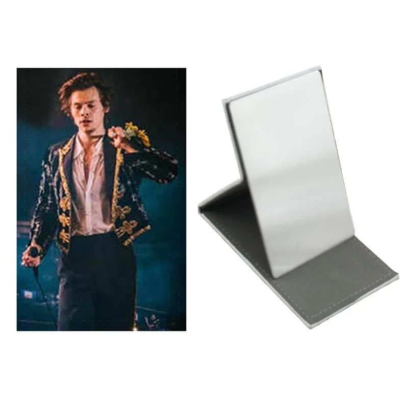 

JWEIJIAO тонкая линия корейский хип-хоп графическое модное зеркало из нержавеющей стали складное кожаное косметическое портативное косметическое зеркало FL475