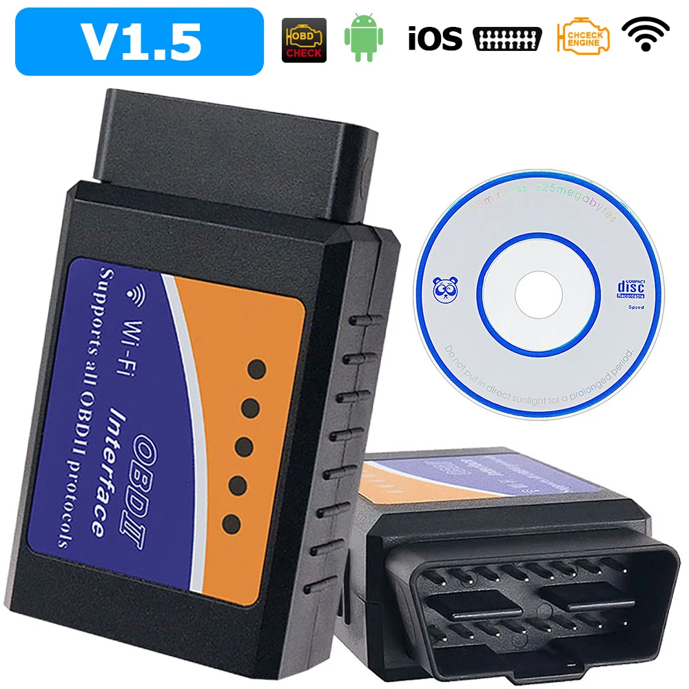 Автомобильный диагностический инструмент OBDII ELM327 WIFI V1.5 OBD 2 сканер кодов для Android