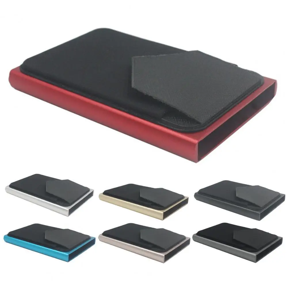 

Quick Release Card Holder Compact Plastic Men Purse with Elasticity Back Pouch for Business Card Wallet Protector Blocking Prote
