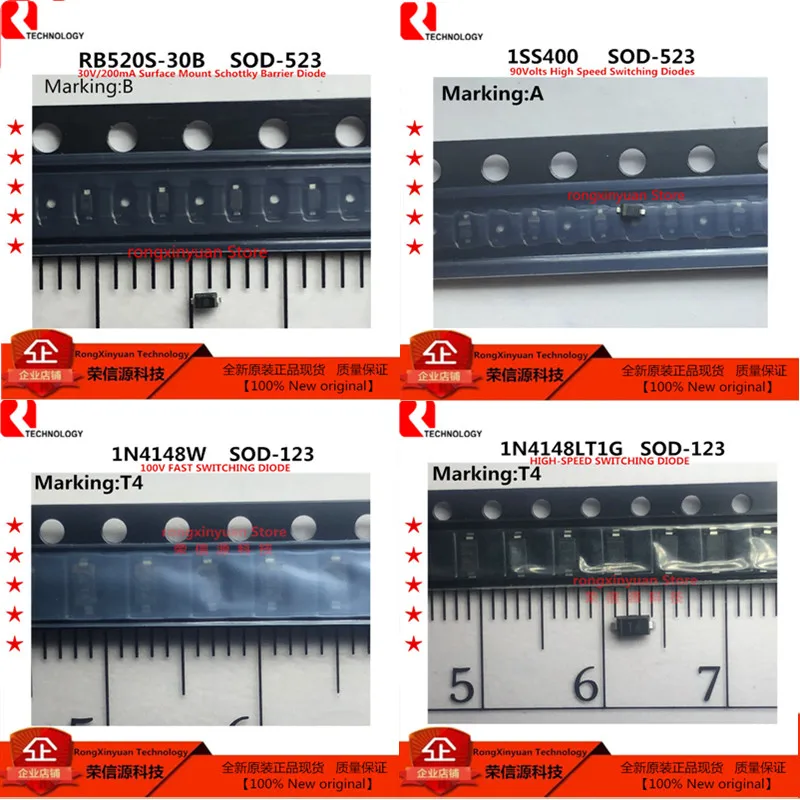 50 шт./лот RB520S-30B RB520S-30TE61 RB520S-30 TE61 RB520S 1SS400 1SS400GT2R 1SS400G 1N4148W 1N4148LT1G T4 1N4148 SOD-123 Новый