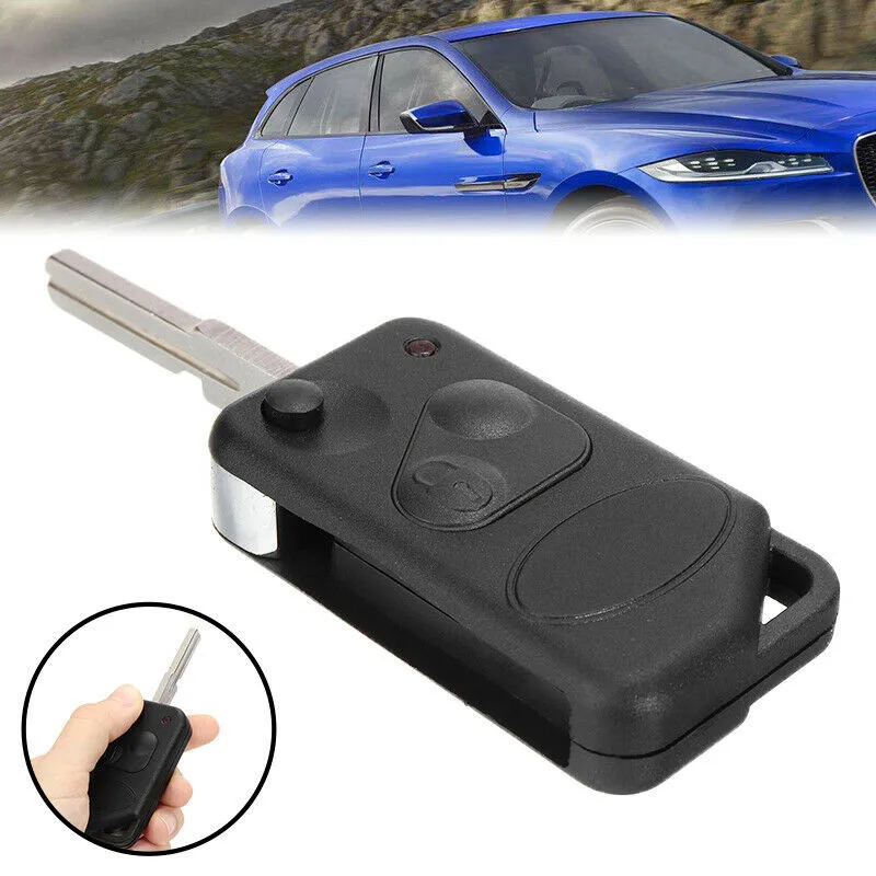 

1pc Car Remote Case 2 Buttons ABS+Metal Black Entry Key Fob Notched Blade