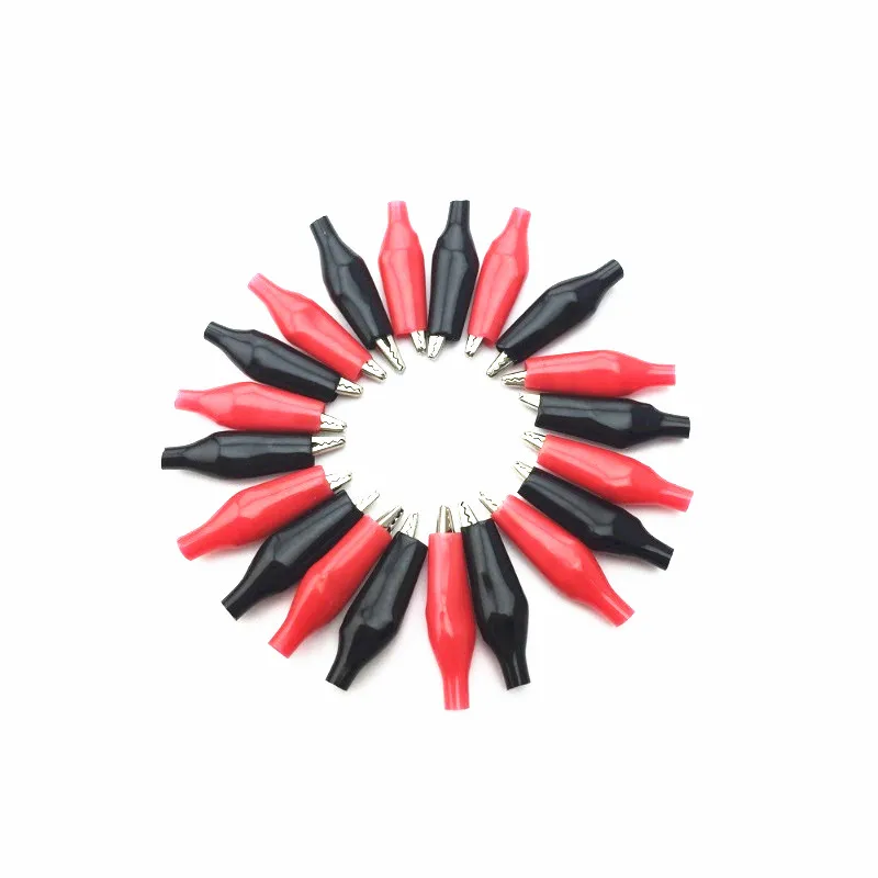 50 шт/25 пар Красный Черный изолированный крокодил зажимы кабель Свинец