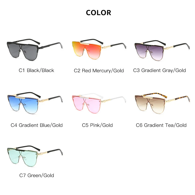 

2021 New Famous Brand Design Conjoined Glasses Female Classic Fashion Metal Frame Ocean Coating Steampunk Ditaeds Aviation