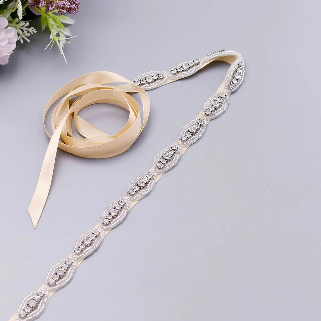 TRiXY S102 Thin Wedding Sashes Bridal Belts Silver Diamond for Women Designer wedding Decorative Skirt Beaded | Свадьбы и торжества