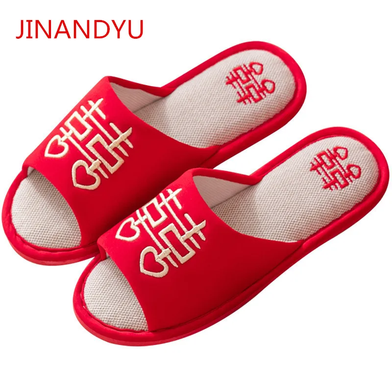 

Slippers Women Marriage Gift Souvenir Bride Bridesmaid Wedding Supplies Female Wedding Party Slippers Red Home Women's Slippers