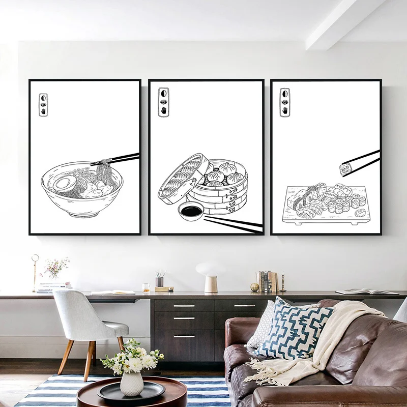 Японские лапши пельменей суши художественные принты изысканный настенный