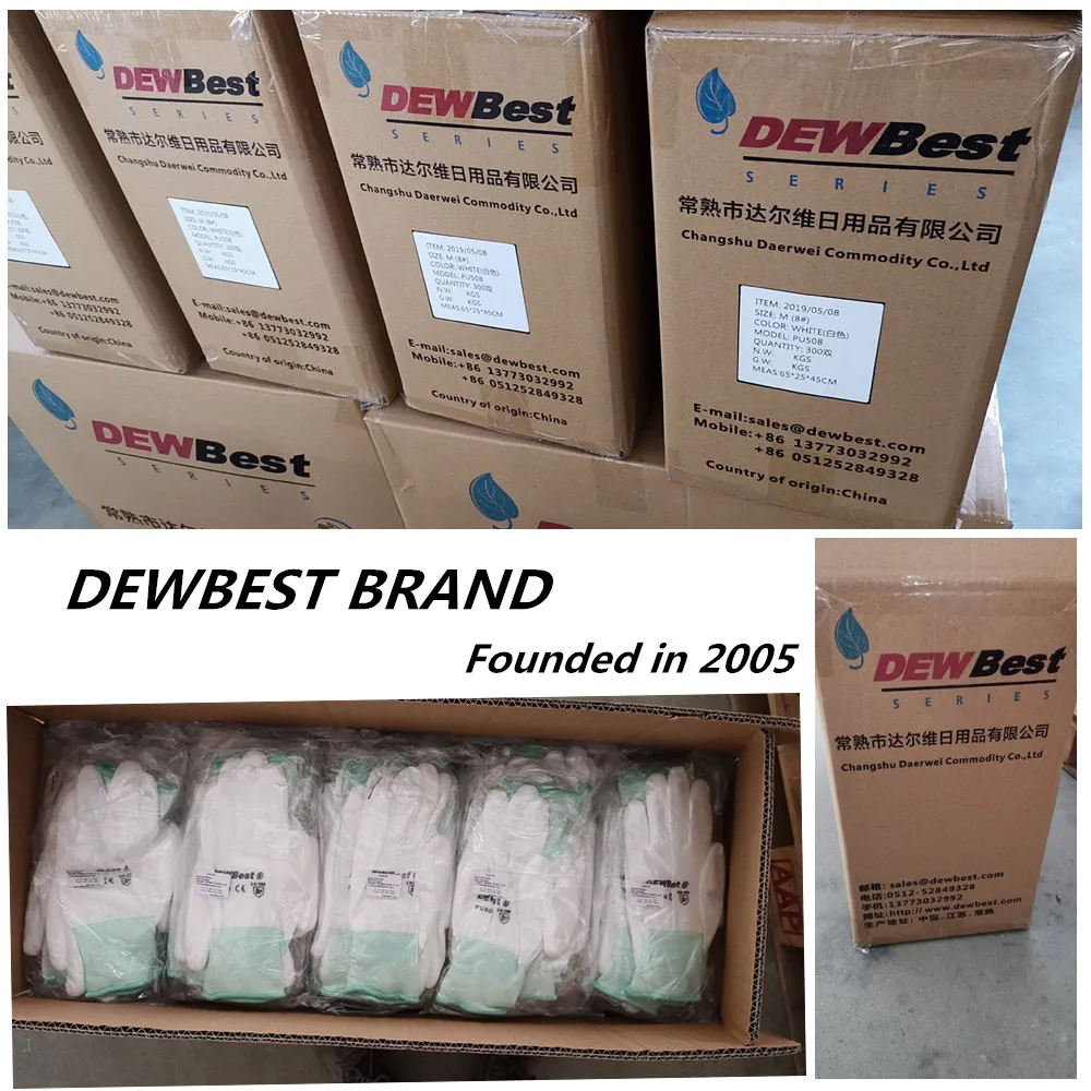 DEWBest guantes trabajo безопасности работы Перчатки Pu защитные рабочие перчатки 24/, 12 пар носочков на автомобильной сборки Перчатки