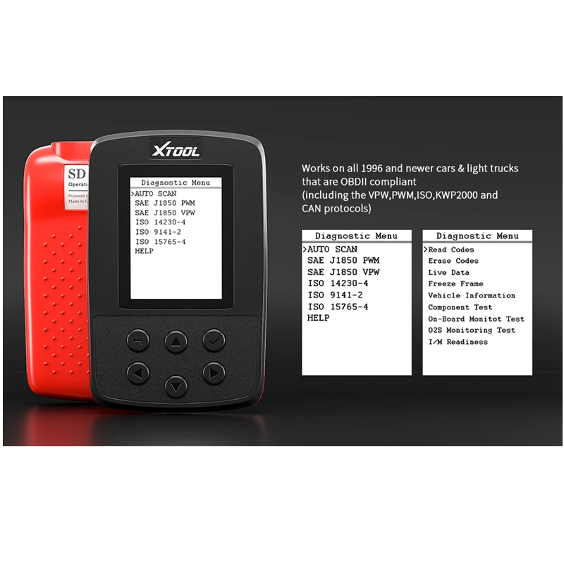 XTOOL SD100 полный OBD2 считыватель кодов диагностические инструменты SD100 OBD2 автомобильные аксессуары лучше, чем ELM327 Многоязычное бесплатное обновление