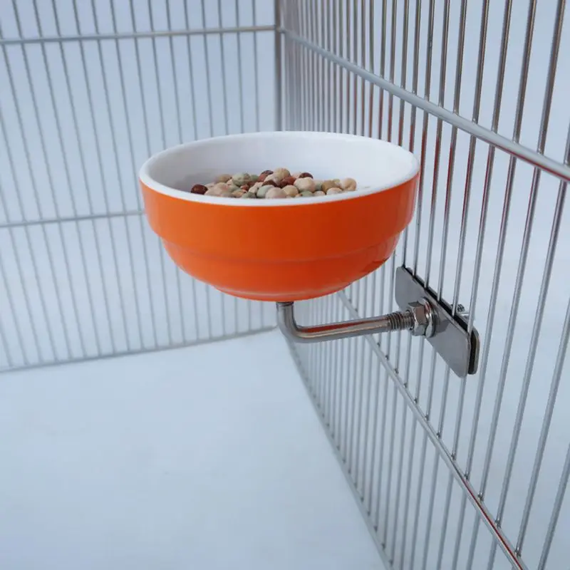 

Parrot Feeding Bowl Bird Feeders Cage Food Water Bowl Container with Perch P9YB