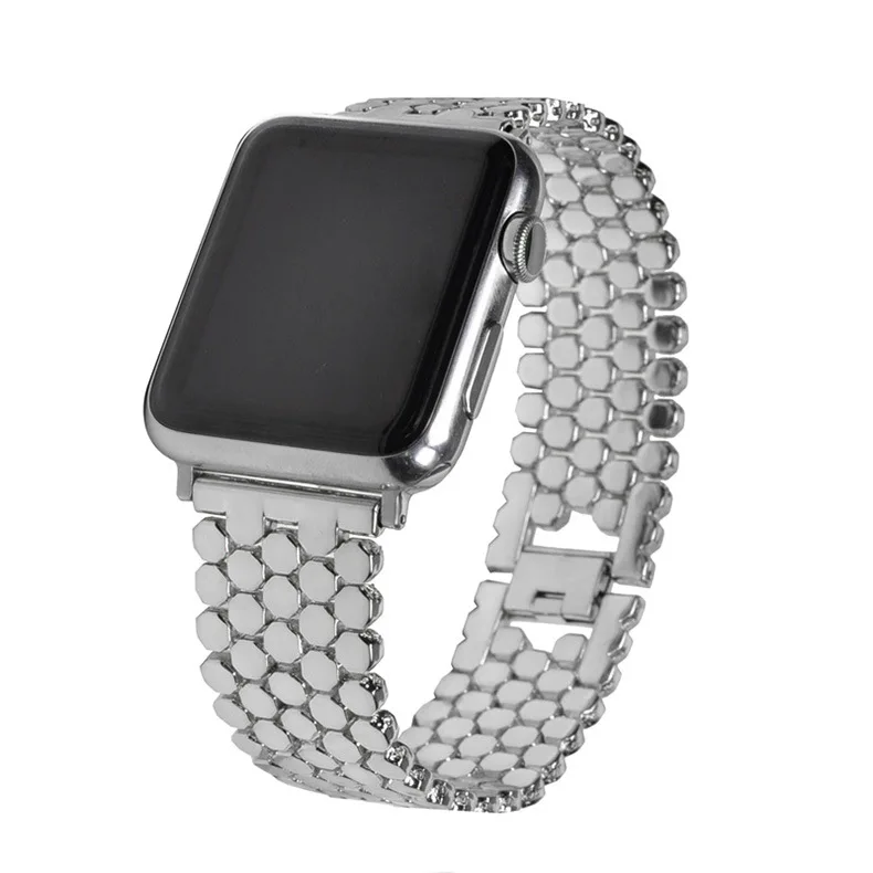 Apple Watch с 38 мм 40 мм 42 мм 44 мм модный Fishscale стиль ремешок из нержавеющей стали для Iwatch 1 2 3 4 ремешок браслет ремешок