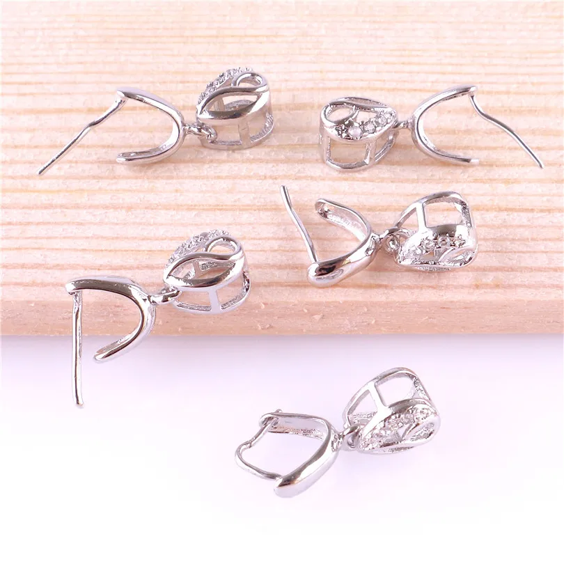 5 шт. S925 Серебряный Кристалл в виде капли воды клип застежка щепотка подвеска-Бейл