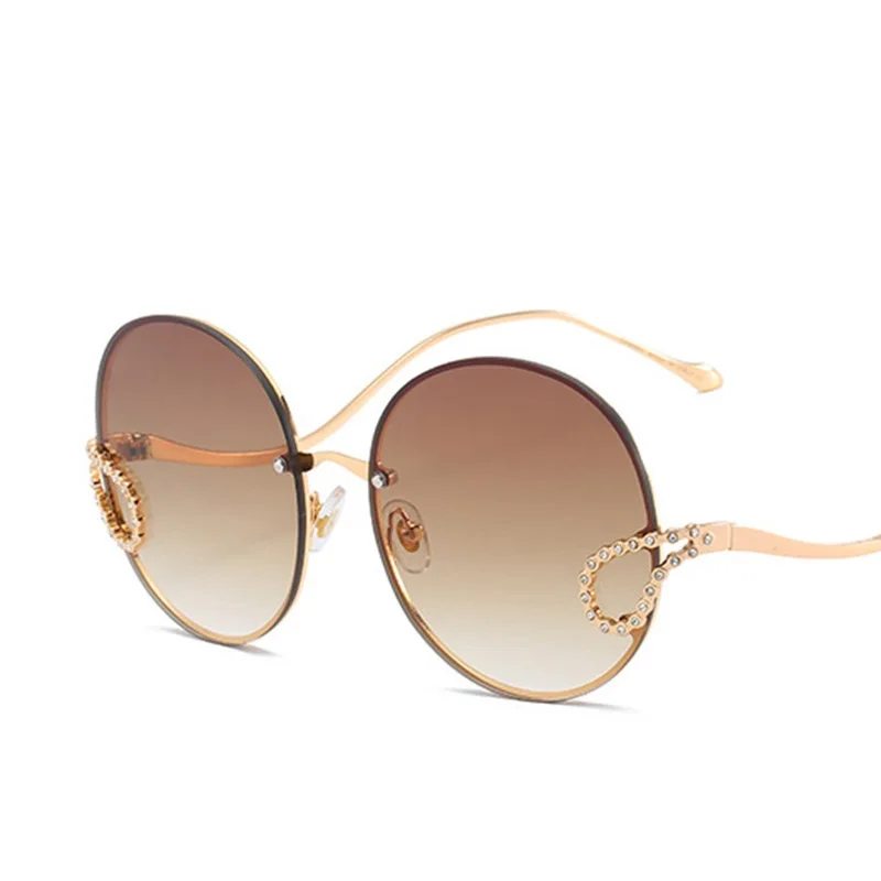 Новинка 2020 солнцезащитные очки женские Роскошные стразы круглые без оправы