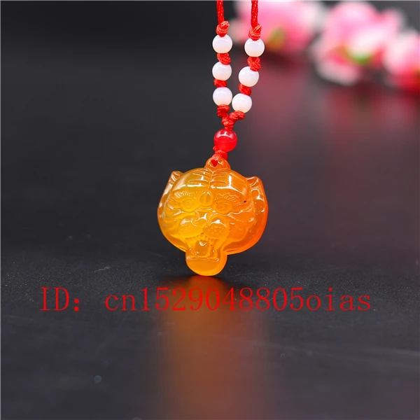 Ожерелье с подвеской в виде головы тигра из агата и нефрита ювелирные изделия