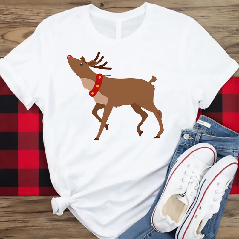 Женская футболка топ Счастливого Рождества Мультяшные трендовые футболки