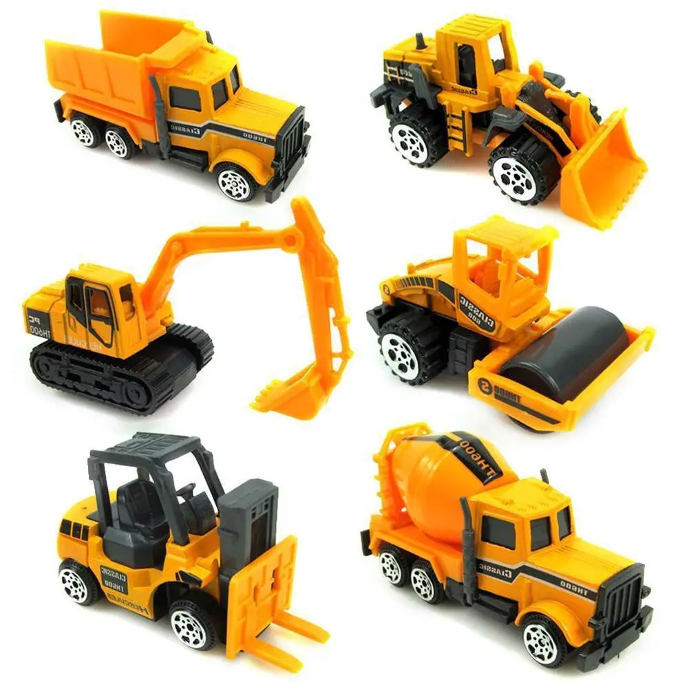 

Construction Truck Excavator Forklift With Road Signs Of Sets Model Educational 16 Alloy Toys Children's Car Y6H3
