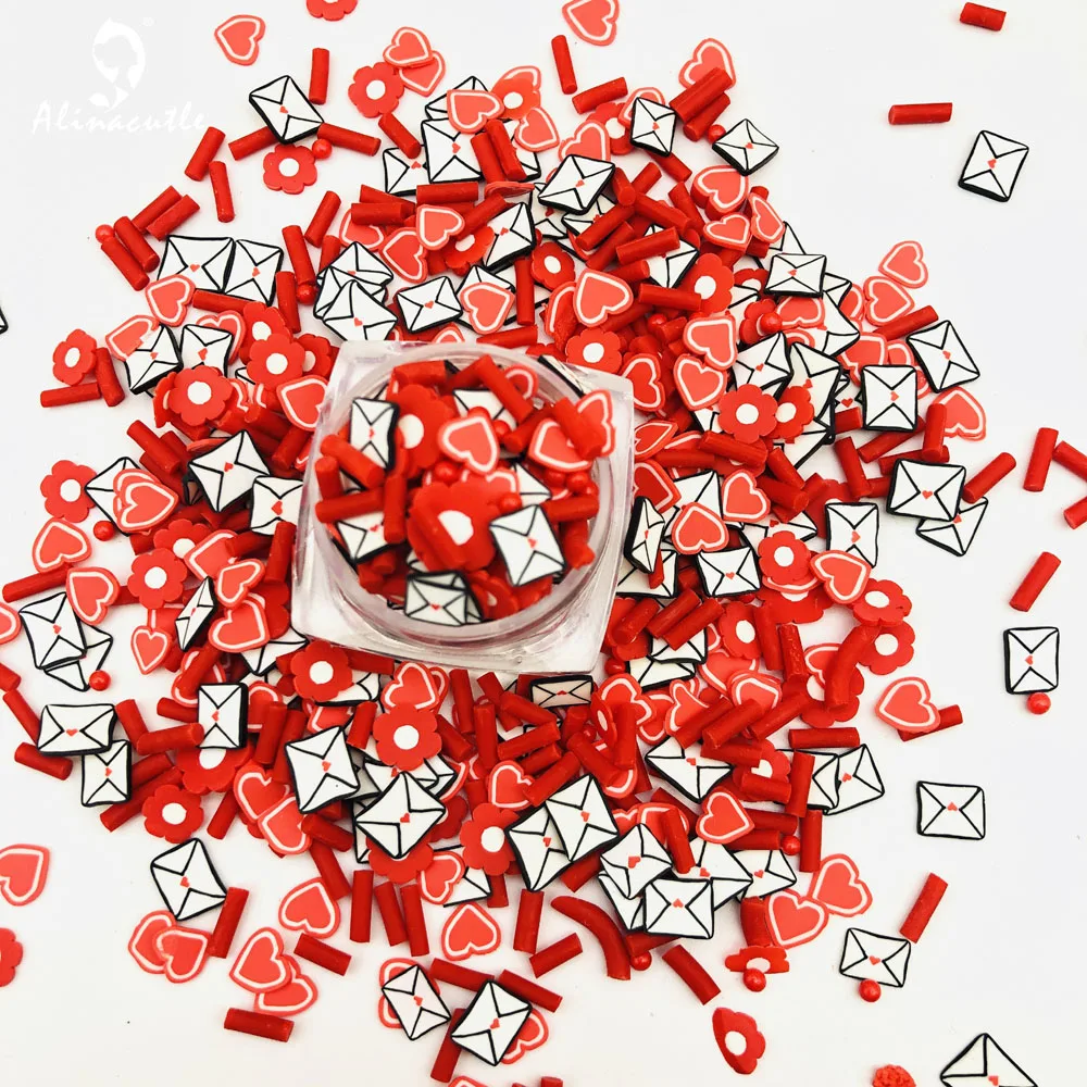 

20g 5mm Heart Envelope Slices For Slime Supplies Nails Art Polymer Clear Clay Accessories DIY Sequins Scrapbook Shakes