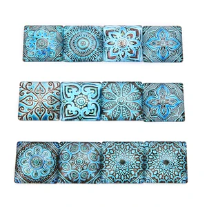 20 шт.лот стеклянный кабошон 15202530 мм винтажный синий цветочный узор квадратный кабошон браслет ожерелье Модные ювелирные изделия аксессуары