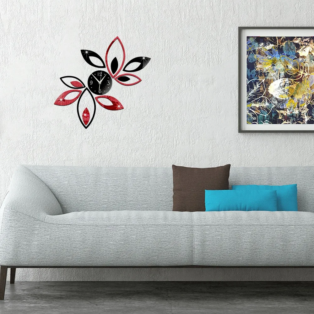 Красный Черный лотос 3D зеркальный настенный стикер акриловый материал для дома