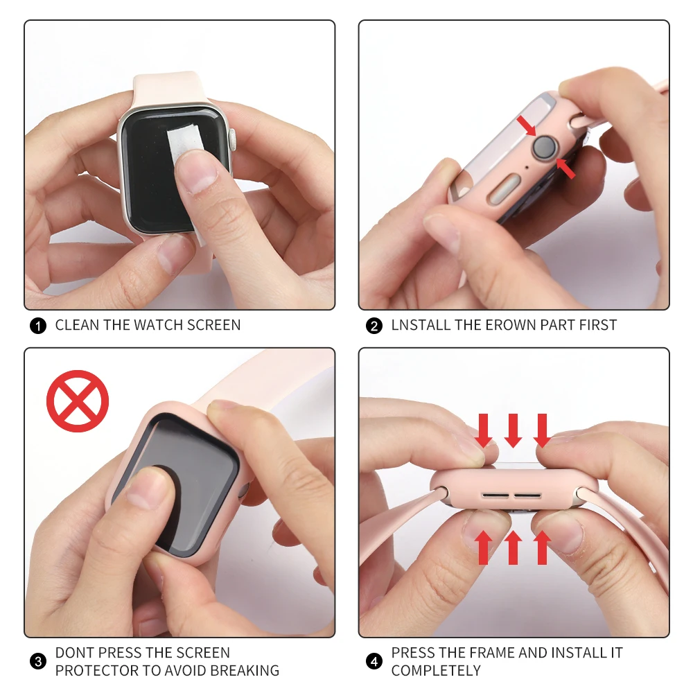 Glass+Case For Apple Watch Series 6 5 4321 SE 44mm 40mm Accessories on Smartwatch iWatch 42mm 38mm bumper Screen Protector+cover
