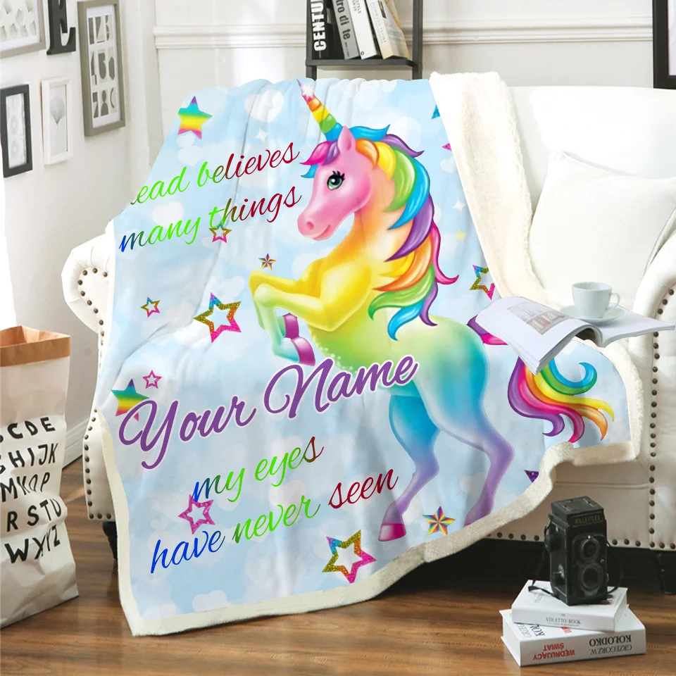 Одеяло из шерпы с 3D принтом единорога лошади покрывало на диван постельное белье