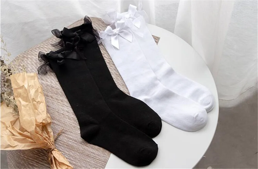 Женские кружевные носки с бантом для костюма Хэллоуина студенческие Школьные