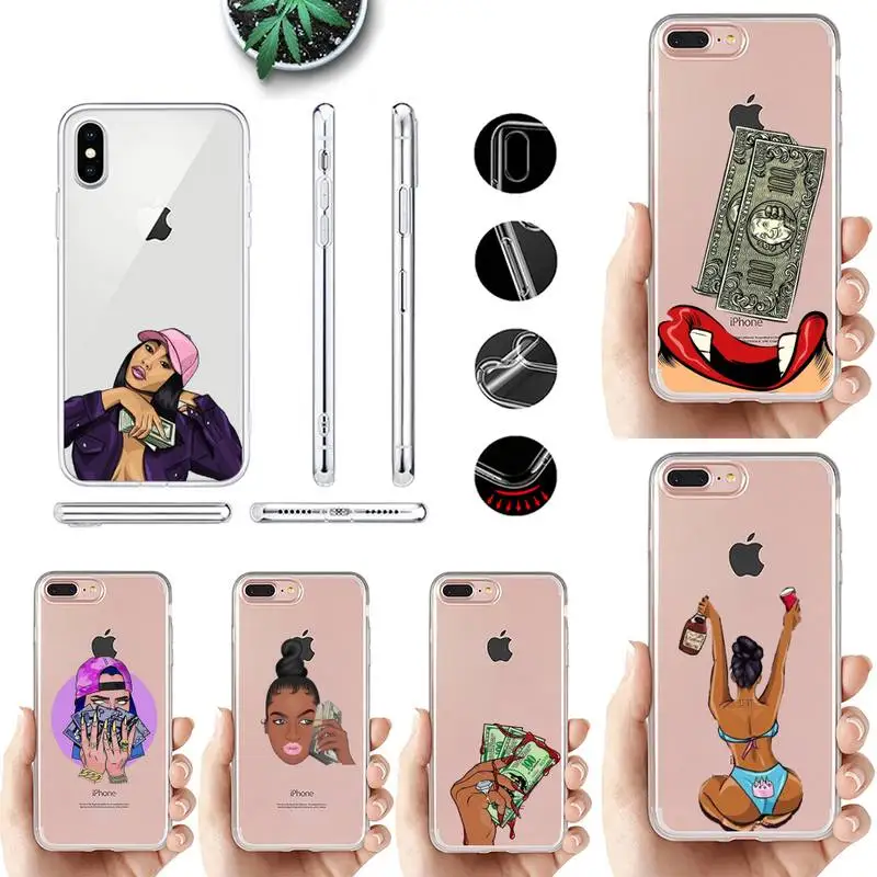 

Pink MAKE MONEY Not Friends Kash Black Girl Phone Case for iPhone 11 12 13 mini pro XS MAX 8 7 6 6S Plus X 5S SE 2020 XR case