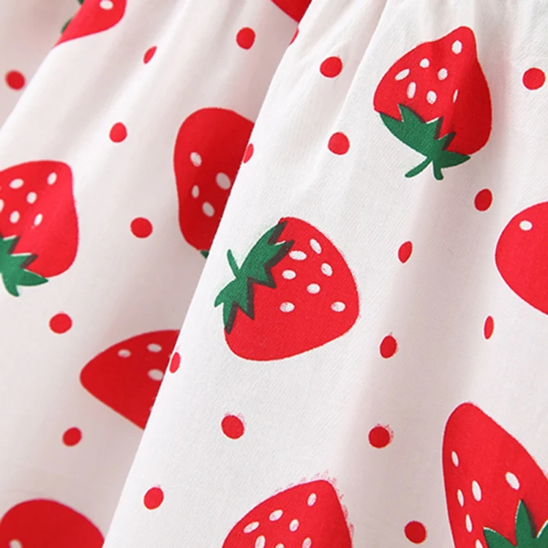 Милое Платье с принтом клубники для маленьких девочек Детское платье принцессы