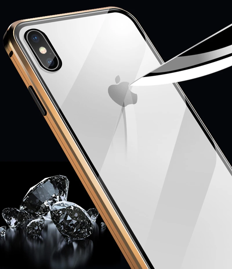 Двусторонний стеклянный магнитный металлический чехол для iPhone 11 Pro Max 7 8 Plus XS X XR 6 6S
