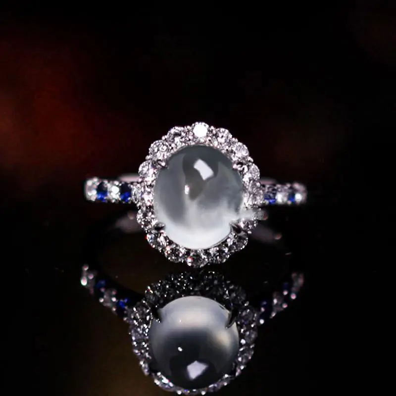 

Регулируемое кольцо из натурального халцедона с гладкой поверхностью, роскошное Сверкающее очаровательное серебряное ювелирное изделие д...